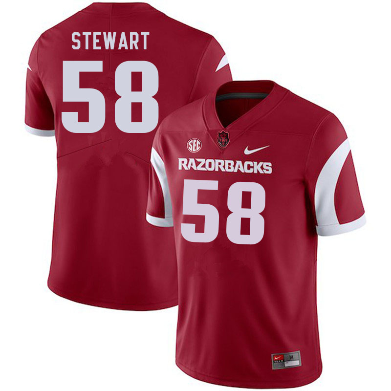 Men #58 Jashaud Stewart Arkansas Razorbacks College Football Jerseys Sale-Cardinal